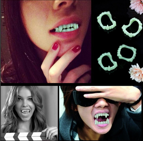 New Toy Vampire Fake Teeth For Halloween Party Glow In The Dark Prop Masquerade Cosplay Makeup Funny Luminous Dentures