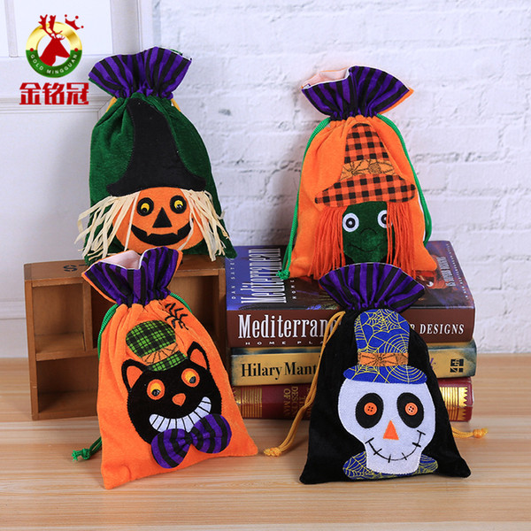 Halloween String Bags Halloween Velvet Bag Trick Treat Storage Candy Bag Trick or Treat Bags for Halloween Party Favors
