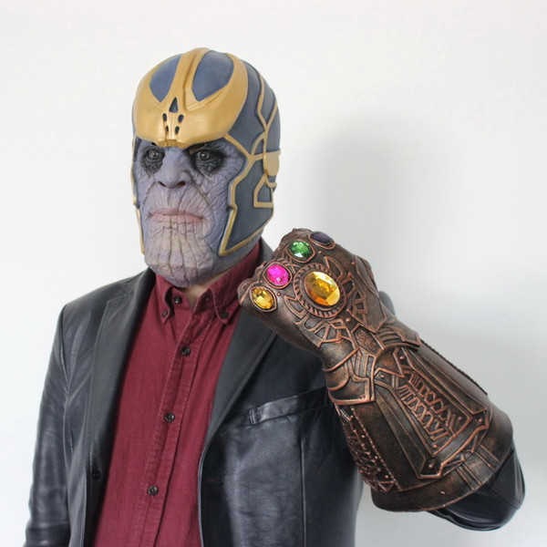 Avengers 3 Infinity War Thanos Mask Gloves Children Adult Halloween Helmet Full Face Cosplay Latex Infinity Gauntlet Toys Party Masks