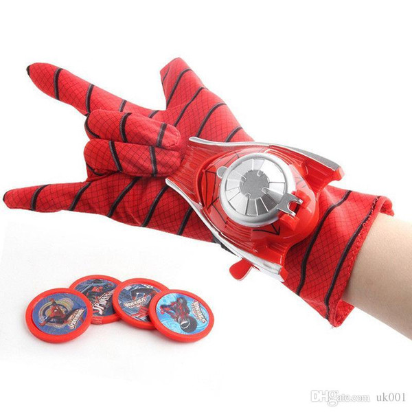 Spiderman Halloween Cosplay Props Kids Toy Launcher Glove with Frisbee