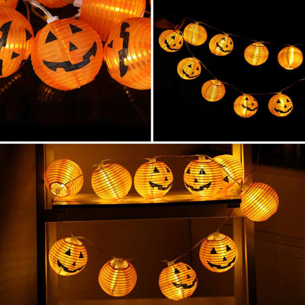 Halloween Pumpkin Skull String Lights With 10 LED Beads Hanging Pumpkin Lanterns Halloween Party Decoration