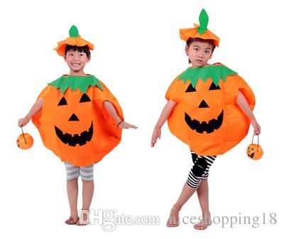 High Quality Children's Halloween Party Kids Suit Clothing Pumpkin Clothes+ Pumpkin Hat For Halloween Festive free shipping t150