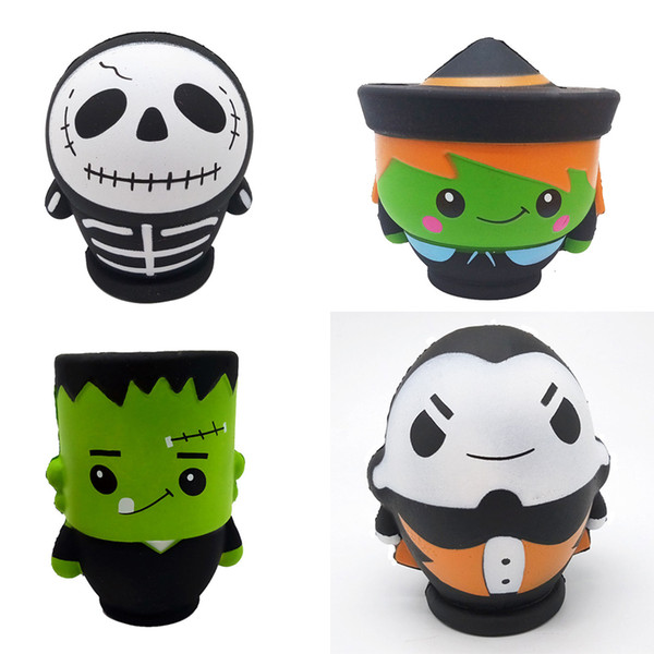 Hot Halloween Jumbo Squishy 10CM The Skull Man Witch Vampire Green Zombie Scented Squishies Slow Rising Bread Kawayi Depression Kids Toys