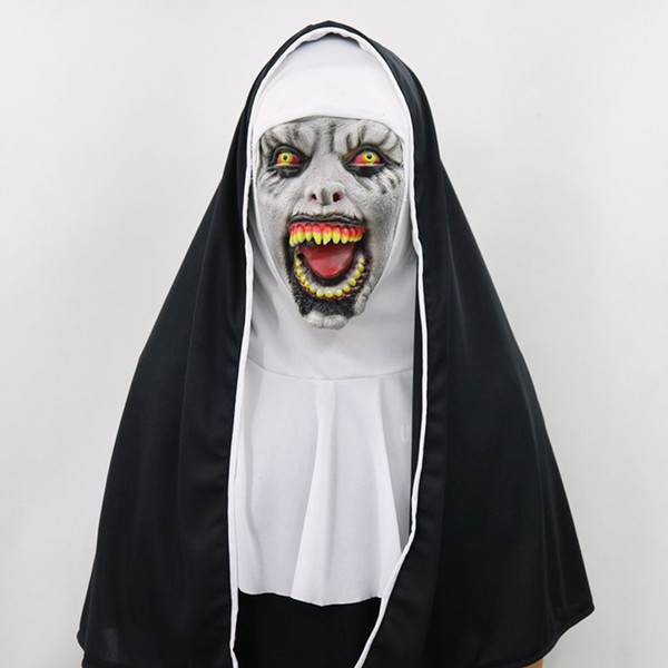 Hot Sell The Nun Cosplay Mask Costume Latex Prop Helmet Valak Halloween Scary Horror Conjuring Scary Toys Party Costume Props FFA970 12pcs