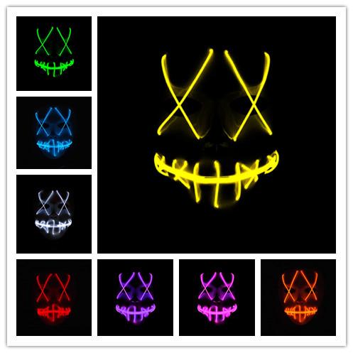 10 color LED Halloween Scary Ghost Masks EL Wire Glowing Party Mask Masquerade Full Face Masks For Halloween Costumes Gift by Fast shipping