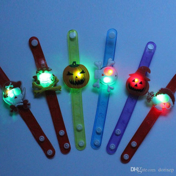 LED light toys pumpkin skull ghost luminous bracelet glow toys wrist band for Children Christmas gift Festival supplies free DHL