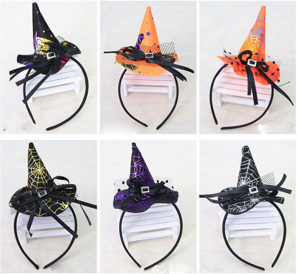 Mini witch hat headband cobweb dots veil cap Easter halloween fancy dress costume accessory Party headdress scary presents