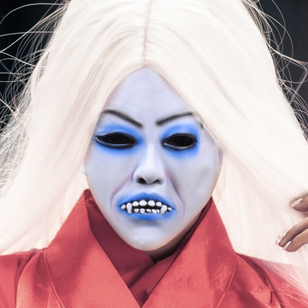 Cosplay Movie Bride with white hair devil ghost Zombie Mask Halloween Mask Head Creepy Scary Trick Prank toy costume party prop