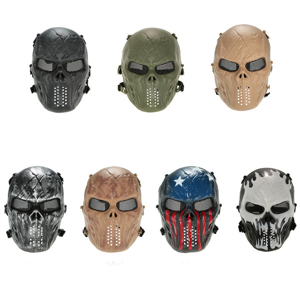 Full Face Airsoft Mask with Metal Mesh Eye Protection Skeleton Skull Ghost Death Halloween Party Mask for Cosplay Costume