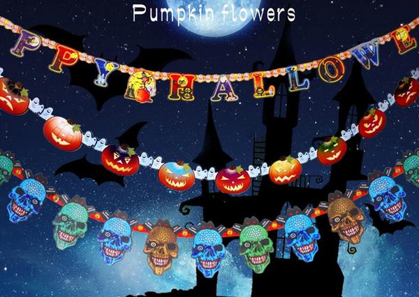 New Hanging Decorating Pendant Halloween Decorating Party Venue Halloween Products DIY Pull Flower Pumpkin Skeleton