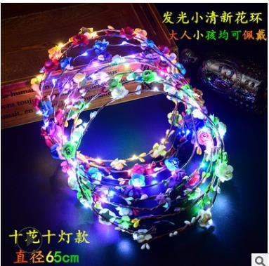 HOT sale flashing LED strings Glow Flower Crown Headbands Light Party Rave Floral Hair Garland Luminous Wreath Wedding Flower Girl Headpiece