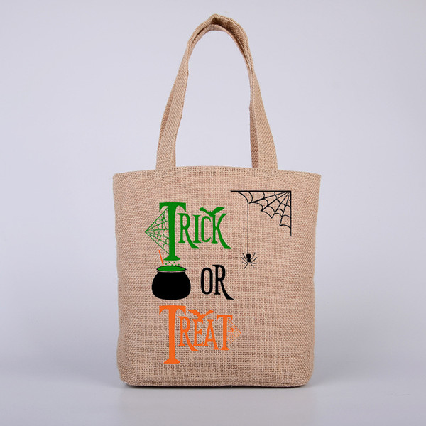 Hot Sale Halloween Gifts Sack Bags Spider Print Shoulder Bag Pumpkin Devil Handbags Candy Gift Bags Cartoon Canvas Tote Reuseable