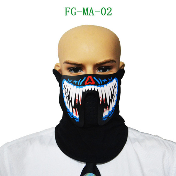 LED Cold Light Mask Voice Control Masks Cycling Riding Outdoor Mask Cold Light Helmet Glowing Masks For Holiday Party Halloween 27 Styles