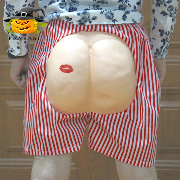 Halloween red and white strip EVA bare ass pants Whole person bachelor party props