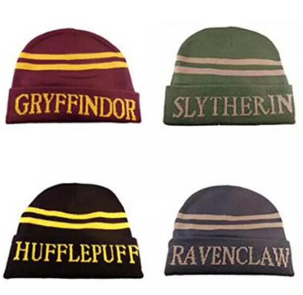 Fashion Quality Harry Potter Beanie Gryffindor Slytherin Skull Caps Hufflepuff Ravenclaw Cosplay Costume Caps Striped School Winter Hats