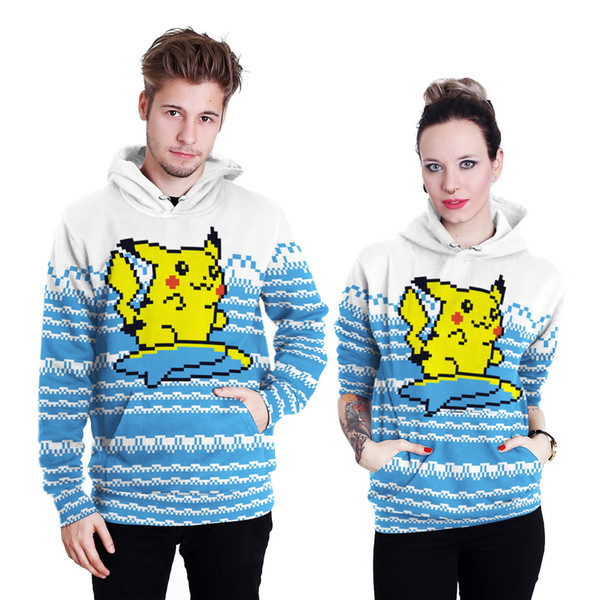 Cartoon Pikachu Hoodies new brand couple sweater coat loose slim pockets fashion men and women B101-047