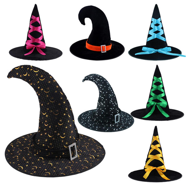 Party Decoration 1Pc Adult Womens Cool Black Witch Hat For Halloween Costume Accessory Black Halloween Party Hat Props