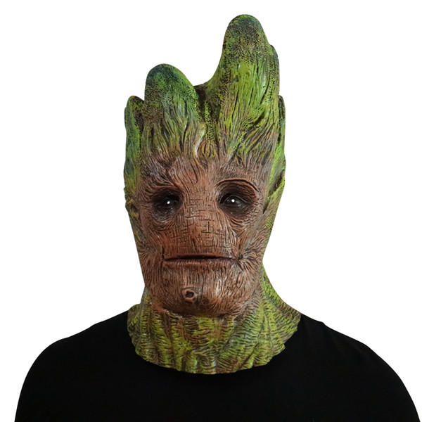 Groot Cosplay Mask Treeman Green Latex Full Face Horror Mask Halloween Costume Mask Costume Masks Halloween Supplies OOA5638