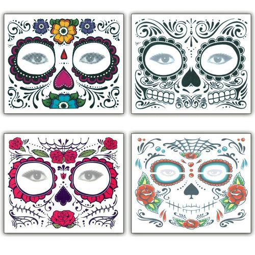 4 styles 15x12.5cm Waterproof Environmental Stage Props Pretty Art Makeup Face Sticker For Halloween Christmas Party Bar tattoo sticker