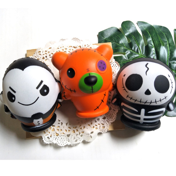 Halloween Jumbo Squishy 10CM The Skull Man Mr.Halloween One-eyed Bear Scented Squishies Slow Rising Bread Kawayi Depression Toys For Kids