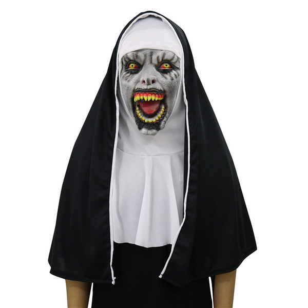 Halloween The Nun Horror Mask Cosplay Valak Scary Latex Masks Full Face Helmet Demon Halloween Party Costume Props 