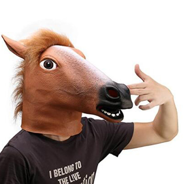 Newest Creepy Horse Mask Head Halloween Costume Theater Prop Novelty Latex Rubber Fast free shipping