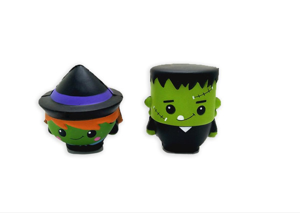 Halloween Jumbo Squishy 10CM The Skull Man Witch Vampire Green Zombie Scented Squishies Slow Rising Bread Kawayi Depression Kids Toys
