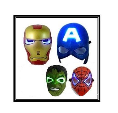 New hot LED Glowing Light Mask hero SpiderMan Captain America Hulk Iron Man Mask For Kids Adults Party Halloween Birthday