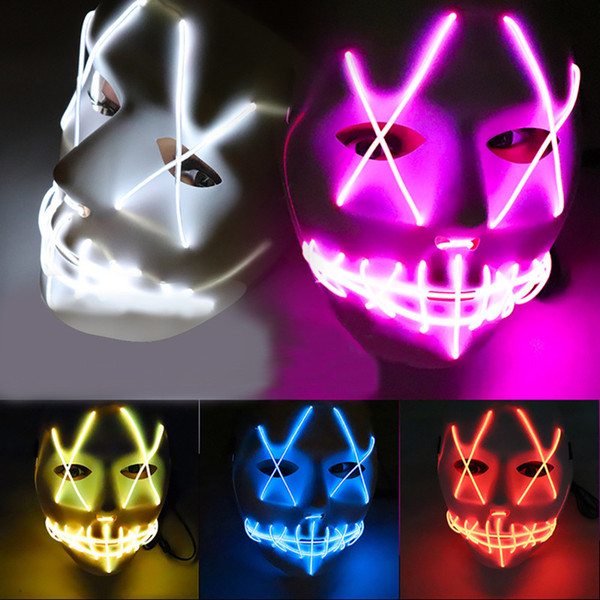 Led Halloween Mask EL Wire Light UP Glowing Mask Masquerade Cosplay Costume Party Festival Christmas Prom Mask