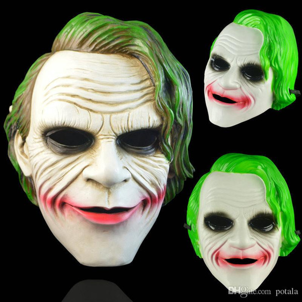 Joker Mask Bat man Clown Costume Cosplay Movie Adult Party Supplies Masquerade Rubber Latex Green Hairs Masks Resin&plastic for Halloween
