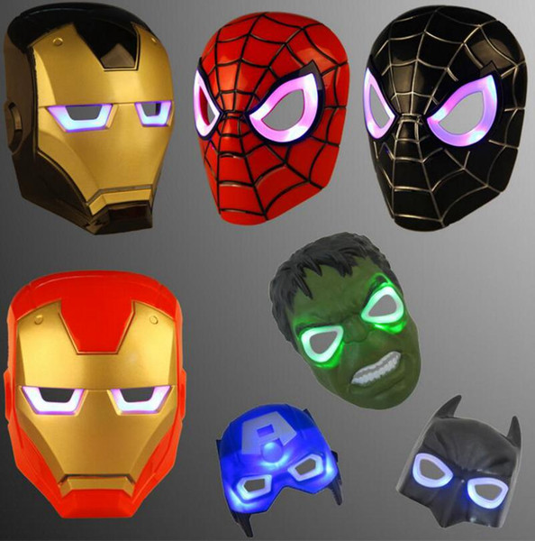 LED Mask SpiderMan Captain America Hulk Iron Man Mask for Halloween Masquerade Party Cosplay Costumes Birthday Gift for Adult Kids