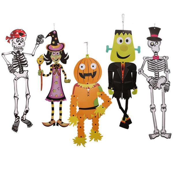 Halloween Props Hanging Paper Grim Decoration DIY Skeleton Zombie Witch Outdoor Decor Halloween Decoration Party Accessories