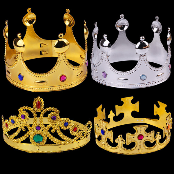 Royal Gold Silvery Crown King Queen Princess Prince Tiara Costume Accessory for Men Women Adult Kids Party Favors RTDD2548