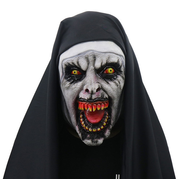Newest The Nun Cosplay Mask Costume Latex Prop Helmet Valak Halloween Scary Horror Conjuring Scary Toys Party Costume Props FFA970 12pcs