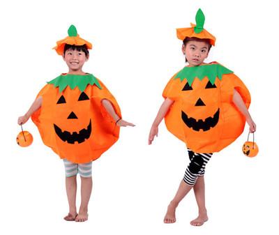 High Quality Children's Halloween Party Kids Suit Clothing Pumpkin Clothes+ Pumpkin Hat For Halloween Festive t150
