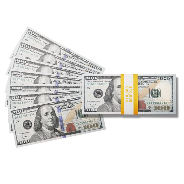 Play Money - 100-Pack Copy $100 One Hundred Dollar Bills, Realistic Play That Looks Real, Double-Sided Pretend Prop