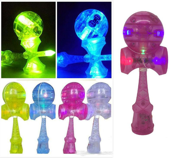 DHL Flash light Skills Kendama Ball LED toys 18cm Games Intelligence toys new skills sword ball jade sword plastic kendama ball toy B