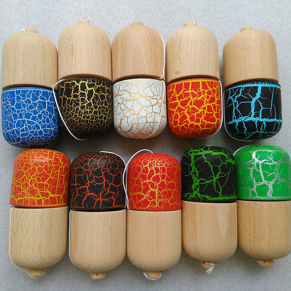 Full Crack Kendama Ball Toy Pill Shape with 5 holes beech Wooden Japanese Traditional Funny Sword ball Game Toy