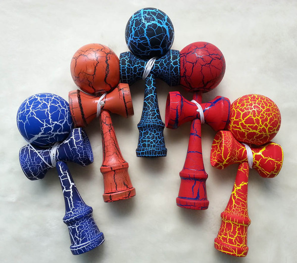 150pcs cracked ball +cracked handle kendama Professional game top quality full crack paint beech Wholesale for all ages