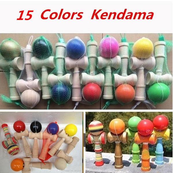 DHL/Fedex Free New Big size 18*6cm Kendama Ball Japanese Traditional Wood Game Toy Education Gift Children toys 15 colors