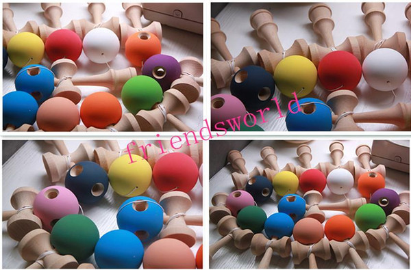 Rubber Kendama Ball Japanese Traditional Wood Game Kids Toy Rubber Paint & Beech 100pcs/lot