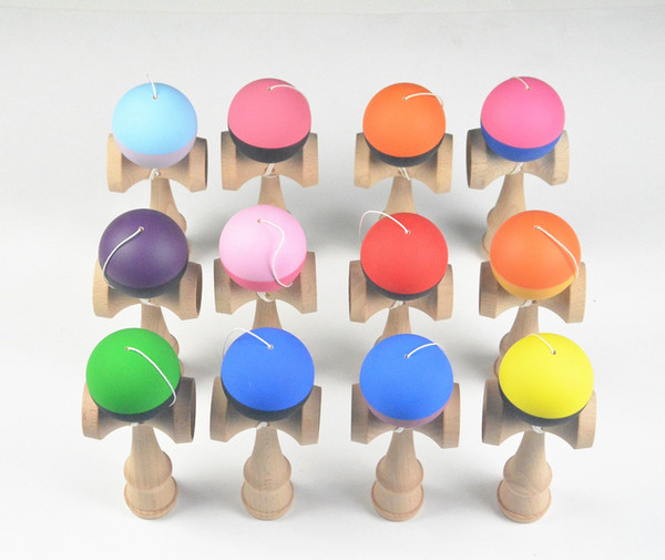 hot selling kendama 12color flexible paint 18.5cm skills ball Wood Toy Rubber paint Game ball sword jade ball