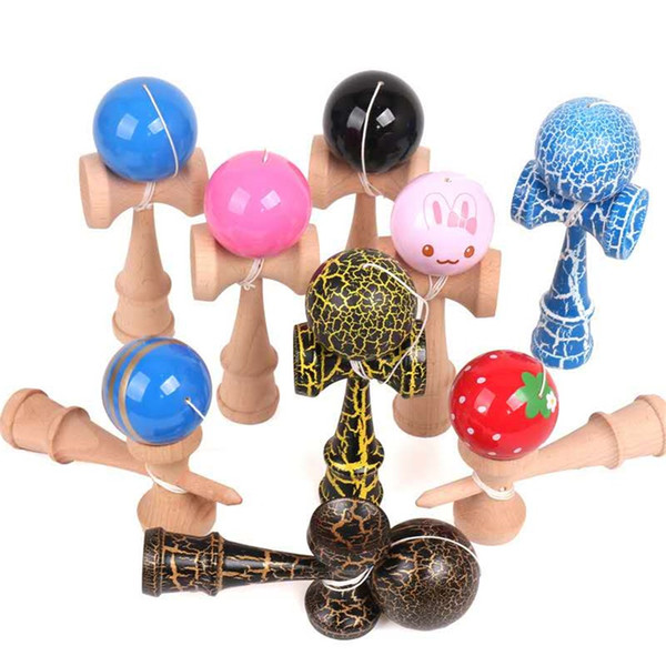 Novelty gag toys kendama,wooden skill toy, mini pure colour crack paint hand eye coordination factory wholesale