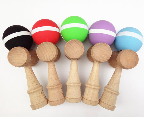 MOQ 50pcs rubber paint white line Kendama nice colors 18.5CM Boutique Japan Traditional Game beech Kendama TOY