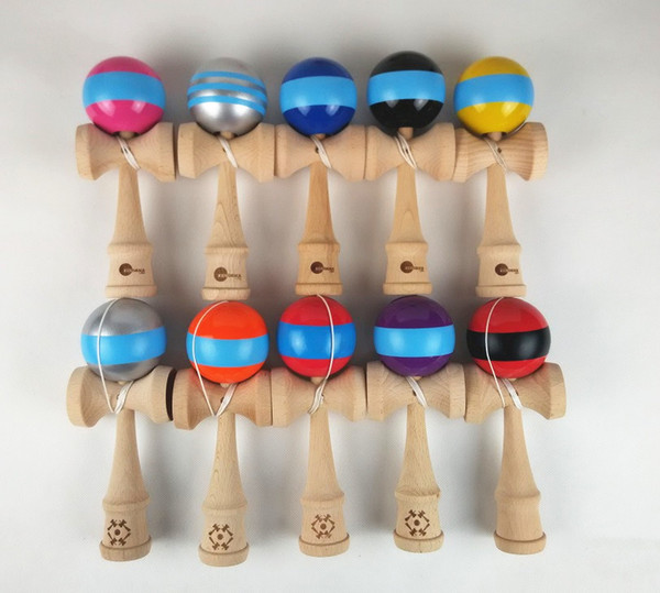 Wood Game Toy Stripe Kendama Ball With logo Kendama Striped Wooden Technique Japanese Traditional Toys