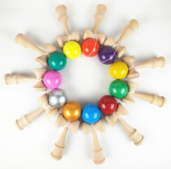 Hot selling Kendama Toy Japanese traditional wooden toys kendama skills ball PU Paint sword jade ball 18.5cm kendama