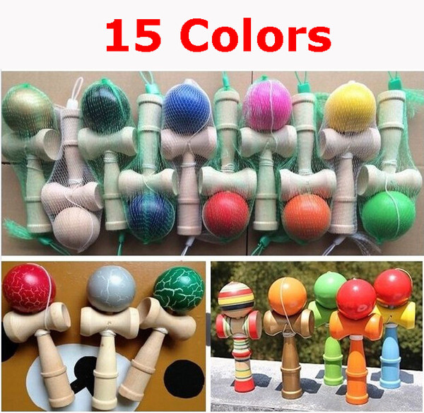 Hot sale Big size 19*6cm Kendama Ball Japanese Traditional Wood Game Toy Education Gift 15 colors Wholesale