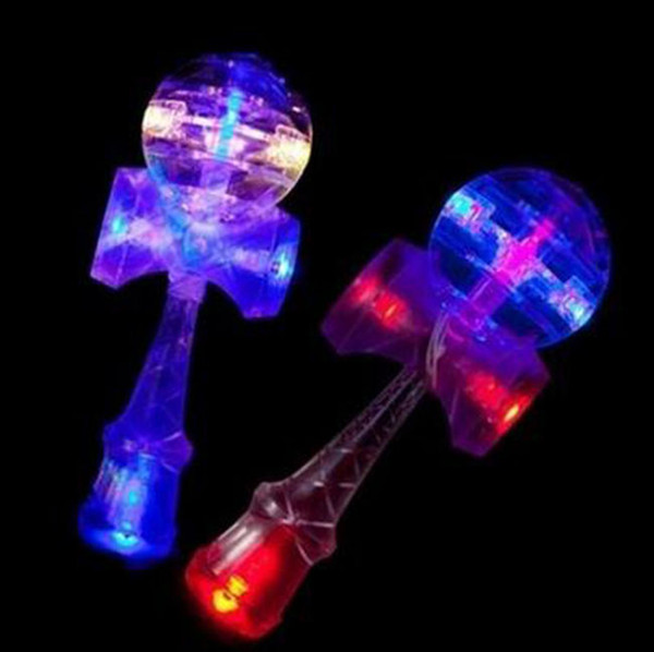 Hot Selling 50 pieces up Size: 18.5 cm be hilarious Japanese Traditional LED flash Game Toy Kendama ball free dhl