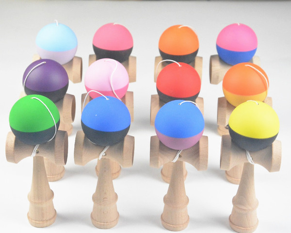 NEW traditional wooden toys Kendama ball 12color flexible paint 18.5cm skills ball Wood Toy Rubber paint Game ball sword jade kendama ball