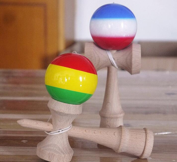 MOQ 100pcs PU 3colors paint Kendama colors 18.5CM Boutique Japan Traditional Game beech Kendama TOY